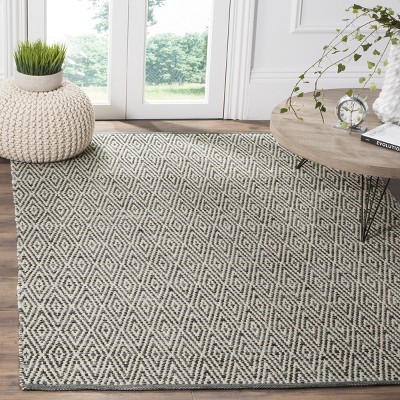 Ivory and Yellow Geometric Hand-Woven Cotton Area Rug, 5' x 8'