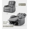 TackView 360° Swivel Oversized PU Leather Rocking Recliner Sofa with Heat & Massage – Nursery Rocker with Recline Pull Handle - 3 of 4