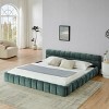 Queen Wood Bed with Upholstered Headboard, Soft Chenille Fabric Grounded King Size Platform Bed, Solid Wood Frame Bed-Baofuwish - 2 of 4