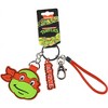TMNT Raphael Rubber Character Design Air Tag Holder Keychain Wristlet with Lobster Clasp and 2" Rubber Raphael Pendant Multicolored - 4 of 4