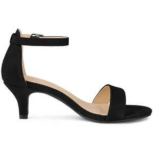 BLISSFUL STEP Women's Open Toe Ankle Strap Kitten Heels Sandals - 1 of 4