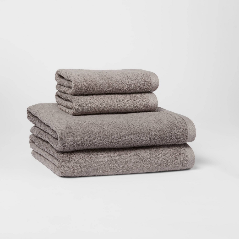 Photos - Towel 4pk Antimicrobial Assorted Bath and Hand  Set Gray - Room Essentials™