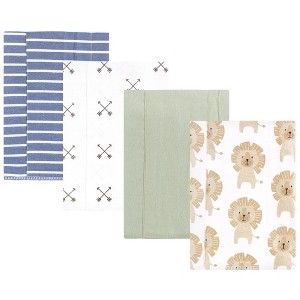 Hudson Baby Infant Boys Cotton Flannel Burp Cloths 4pk, Modern Lion, One Size - 1 of 4