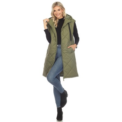 Women's Diamond Quilted Hooded Puffer Vest - White Mark