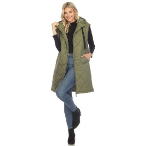 Women's Diamond Quilted Hooded Puffer Vest - White Mark - 1 of 4