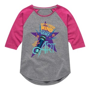Girls' - Karma's World - Open Your Mind, Open Your Mind Shirt Tail Raglan Graphic T-shirt - 1 of 3