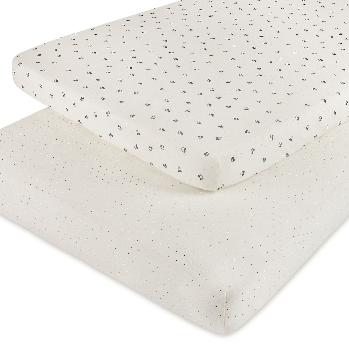 Aurora Classics Fitted Sheet Set - 2 pk - 100% Jersey Knit Cotton - Cherry Printed - thumbnail 9