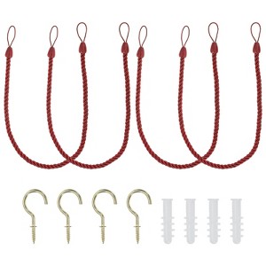 Unique Bargains Braided Decorative with Screw Hooks & Bolts Curtain Holdback Cord 4 Pcs - 1 of 4