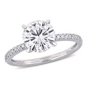 EVERLY JEWELRY  |   14K White Gold 1/10 CT Diamond TW And 2 CT DEW Created Moissanite-White Fashion Ring - 1 of 4