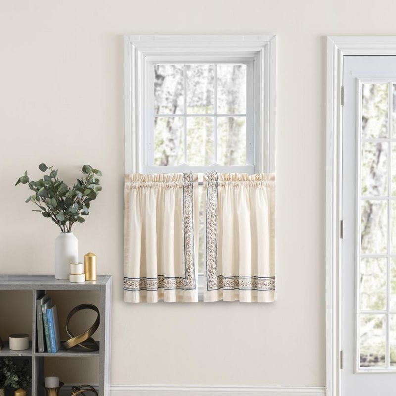 Ellis Curtain Richmark 1.5" Rod Pocket Tailored Tier for Windows Natural, 2 of 5