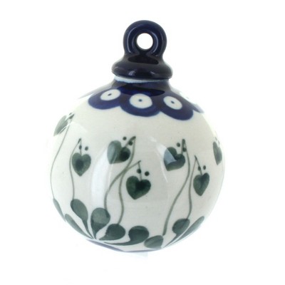 Blue Rose Polish Pottery 184 Ceramika Artystyczna Small Round Christmas Ornament