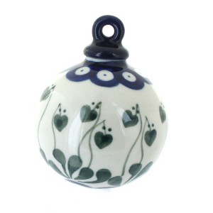 Blue Rose Polish Pottery 184 Ceramika Artystyczna Small Round Christmas Ornament - 1 of 1