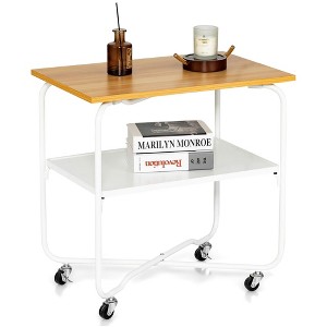 Tangkula 2-Tier Folding Rolling Cart Kitchen Utility Cart Tool-Free Installing - 1 of 4