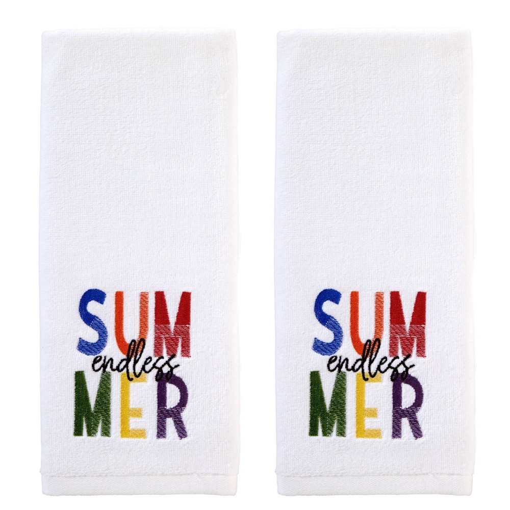 Photos - Towel SKL Home 2pc Endless Summer Hand  Set Optic White: 100 Cotton, Dobby