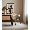 HomeRoots Light Gray and Black Upholstered Fabric And Metal Open Back Dining Arm Chair - 2 of 4