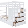 NicBex Twin over Twin Bunk Bed Triple Wood Bed Frame with Wheels, Storage Stairs and Full Length Guardrail, No Box Spring Required - 4 of 4