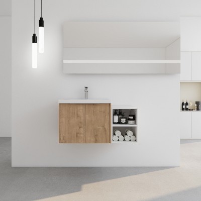 Vynxaria 36 Inch Soft Close Doors Bathroom Vanity With Sink, A Small Storage Shelves, 24" and 12" Combination Cabinet