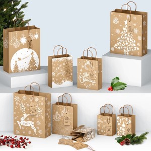 24PCS Presence Christmas Kraft Paper Gift Bag,There are Three Sizes Available - 1 of 4