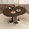 Retro Solid Wood Round Dining Table,Extendable Dining Table With 16" Middle Leaf,Double Layer Design Kitchen Dining Table-Coolbibila - 2 of 4