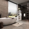 KWPZQEB 52" Multifunctional Bamboo Storage Cabinet, Freestanding Linen Tower Cabinet with Shutter Door&Open Shelf, Bamboo Storage Cabinet for Bathroom - 4 of 4