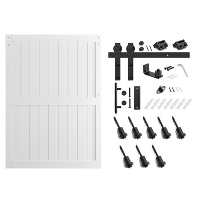 SMARTSTANDARD 84 in. Height White MDF Solid Core Interior Sliding Barn Door with Hardware Kit