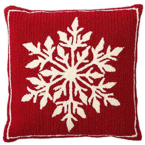 Plow Hearth Indoor outdoor Snowflake Holiday Hooked Throw Pillow Target