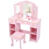 Kids Vanity Set with Mirror and Drawer - Girls' Vanity Table and Chair Set with Wood Makeup Playset, Perfect for 3-9 Yr - 2 of 4