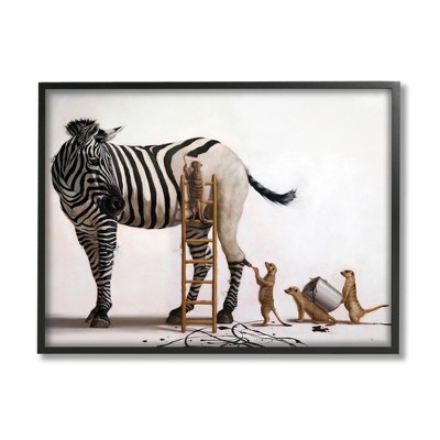 Stupell Industries Meerkats Painting Zebra Stripes Framed Giclee