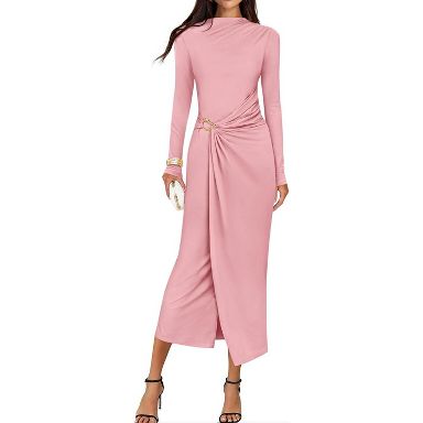 knee length dresses for ladies Bright Pink Midi Dress - All Dresses