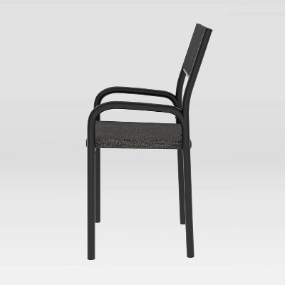 Black Armless Office Chair with Metal Frame