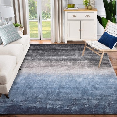Garvee Large Modern Abstract Area Rug,Non Slip Rug Low Pile Thin Rug Soft Non Shedding Floor Carpet,Stain Resistant Rug(Blue+Grey/Green+Yellow+Gray)