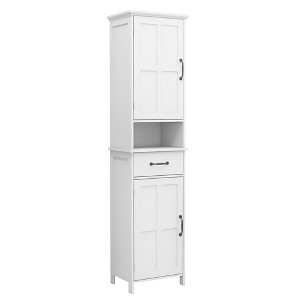 Sevobal Bathroom Storage Cabinets, Floor Organizer with Drawer and Open Storage Shelf, Freestanding Storage for Bathroom, White, 15.74"*11.8"*64.96" - 1 of 4
