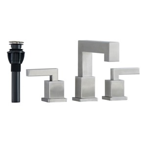 Munora Brushed Nickel Widespread Bathroom Faucet, Waterfall Design with Pop-Up Drain and Supply Hoses - 1 of 4