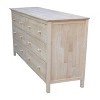 Dresser with 6 Drawers Unfinished - International Concepts - image 3 of 4