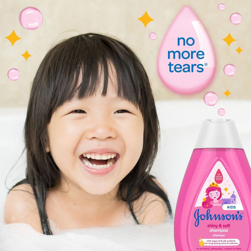 Johnson&#39;s Kids Shiny &#38; Soft Shampoo with Argan Oil &#38; Silk Proteins, for Toddlers&#39; Hair - 13.6 fl oz, 6 of 9