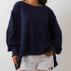 Women's Slouchy Crewneck Sweatshirt - Stretch Polyester Blend with Side Slit Details Cherie Code - 3 of 4