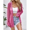 Womens Summer Lightweight Cardigan Long Sleeve Open Front Loose Beach Crochet Cover Up - 2 of 4