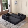 Convertible Sofa Couch with Cylindrical Pillows, Corduroy Folding Floor Sofa with Fixed-Shape Frame for Living Room-Maison Boucle - 2 of 4