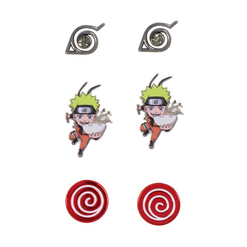 Naruto Shippuden Anime Manga Costume Jewelry Stud And Dangle Earrings Set 4 Pack Multicoloured, 2 of 5