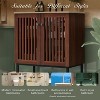 NicBex 30" Vintage Slatted Bathroom Vanity Cabinet with Ceramic Sink Combo,Chic Vanity with 2 Soft-Cose Doors&Iron Legs,Freestanding Bathroom Cabinet - 3 of 4
