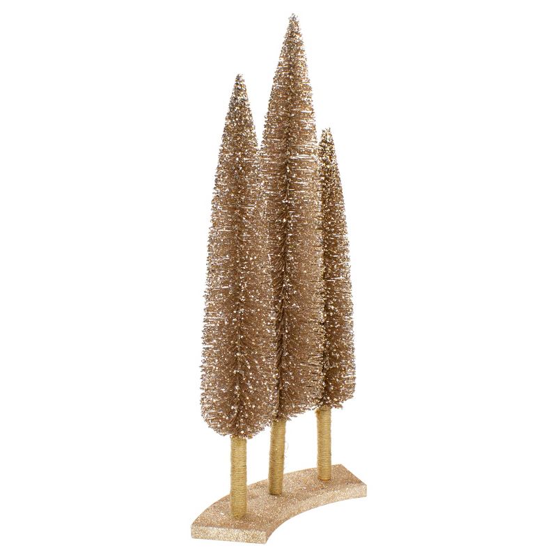 Northlight Set of 3 Rose Gold Sisal Christmas Trees Table Top Decor 25", 2 of 5