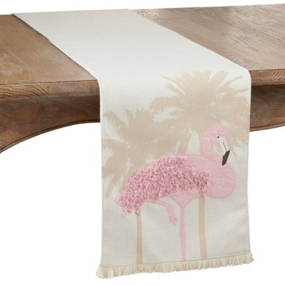 72" x 13" Polyester Flamingo Table Runner Pink - Saro Lifestyle