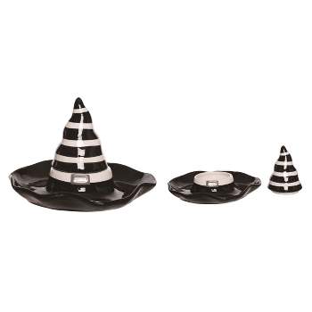 Transpac Dolomite 12.25 in. Multicolor Halloween Witch Hat Chip and Dip Set of 2