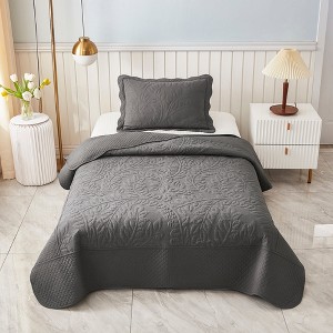 Marcielo 3 Pcs Cotton Oversized Embroidery Quilt Bedspread Set T0 - 1 of 4