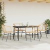 vidaXL 5 Piece Patio Dining Set - Brown Poly Rattan Outdoor Furniture with Glass Table for Garden/Yard/Deck - 3 of 4
