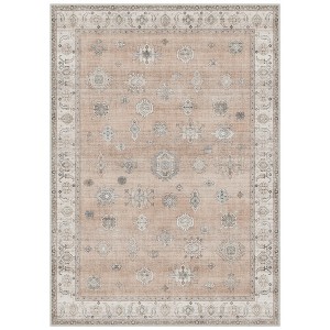 Abynow Vintage Floral Farmhouse Indoor Washable Area Rug - 1 of 4