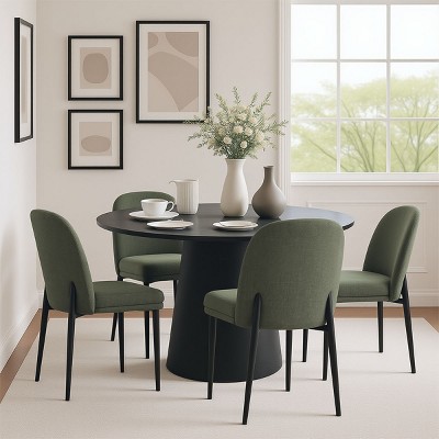 Extendable Dining Table Set for 4, Black Kitchen Table with Upholstered Chairs, Adjustable Table for Small to Large Dining Spaces-Tanpinhause