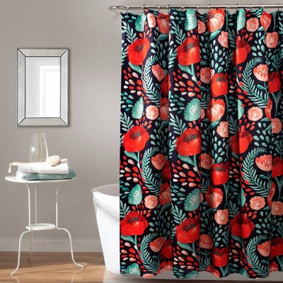 Poppy Garden Shower Curtain Green/Red 