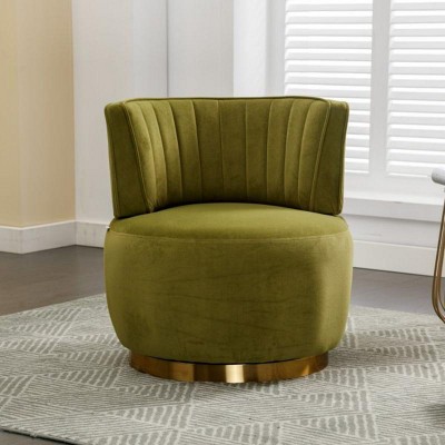 Swivel Barrel Sofa Chairs,360 Degree Swivel Armchair Cuddle Chairs With Wide Upholstered,Fluffy Velvet Fabric Chair-Chaddlewood