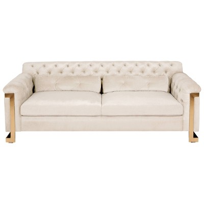 Lethbridge Tufted Velvet Sofa White - Safavieh